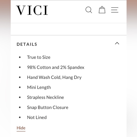 NWT VICI BRONX DENIM STRAPLESS MINI DRESS - WHITE - Picture 9 of 13